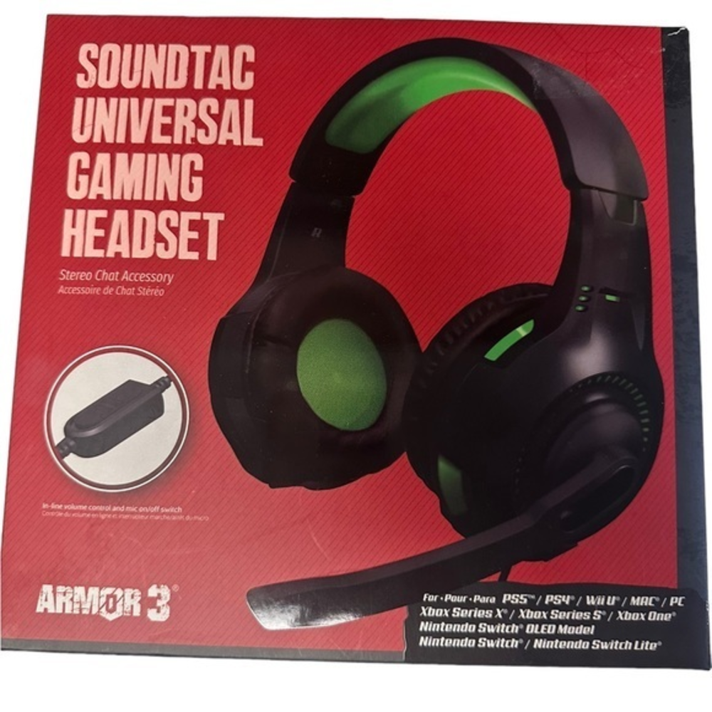 Armor3 "Soundtac"‎ Universal Gaming Headset Green Xbox X, Switch, PS4,PS5 Etc